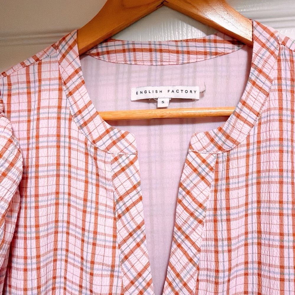 English Factory Pink Plaid Tiered Midi Dress - Picture 2 of 3